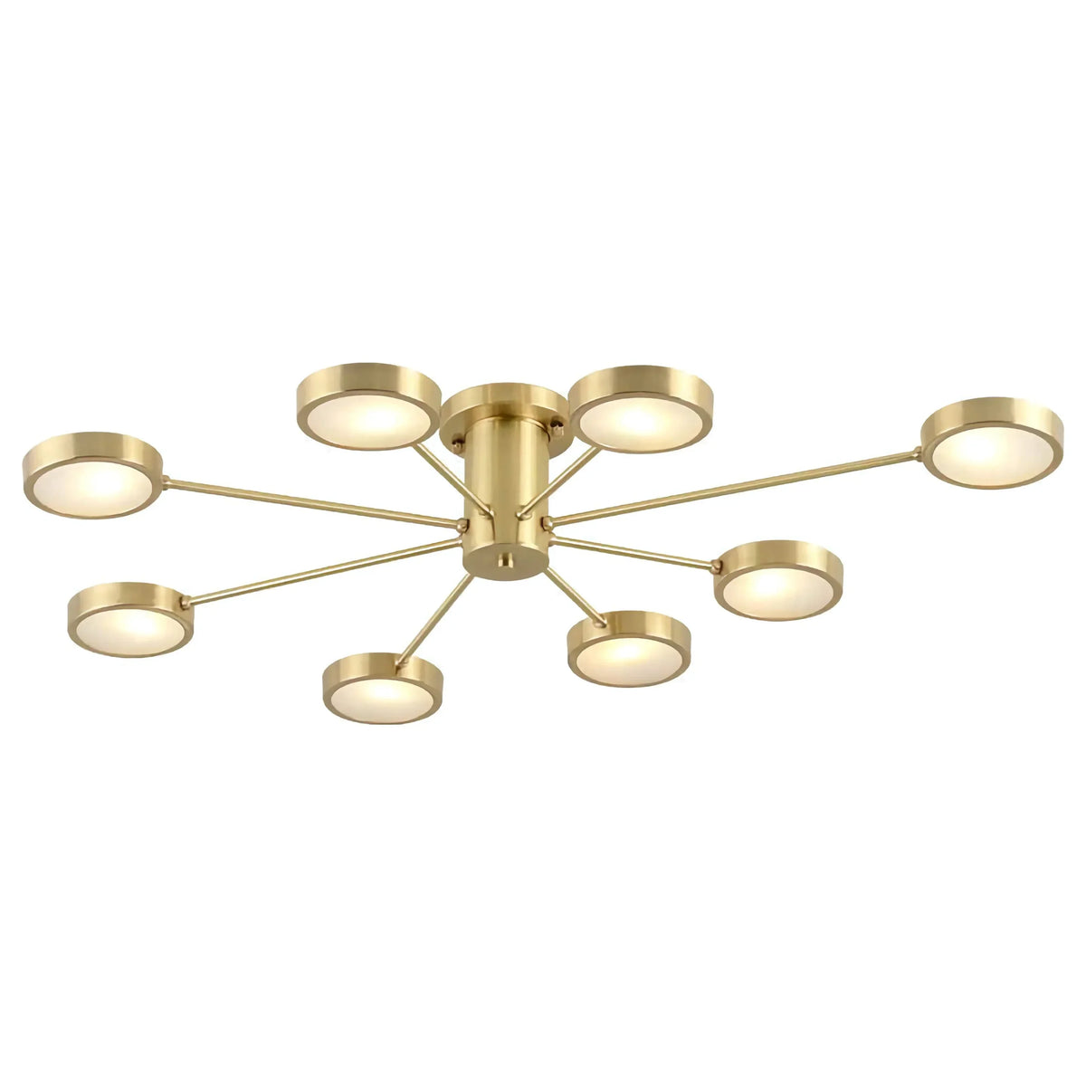 Brass Starburst Semi Flush Mount Light for Living Room | Frosted Glass Casalola Lights Luxury Lamps Interior Designers