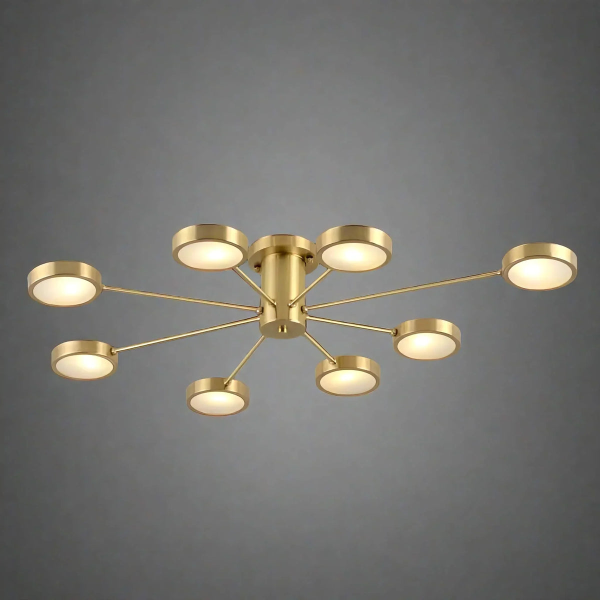 Brass Starburst Semi Flush Mount Light for Living Room | Frosted Glass Casalola Lights Luxury Lamps Interior Designers
