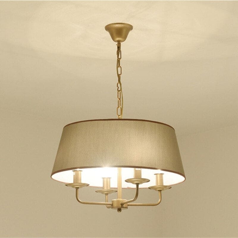 Chandelier with Fabric White Lampshade | Candelabra for Living Room Bedroom | Casalola - Chandeliers