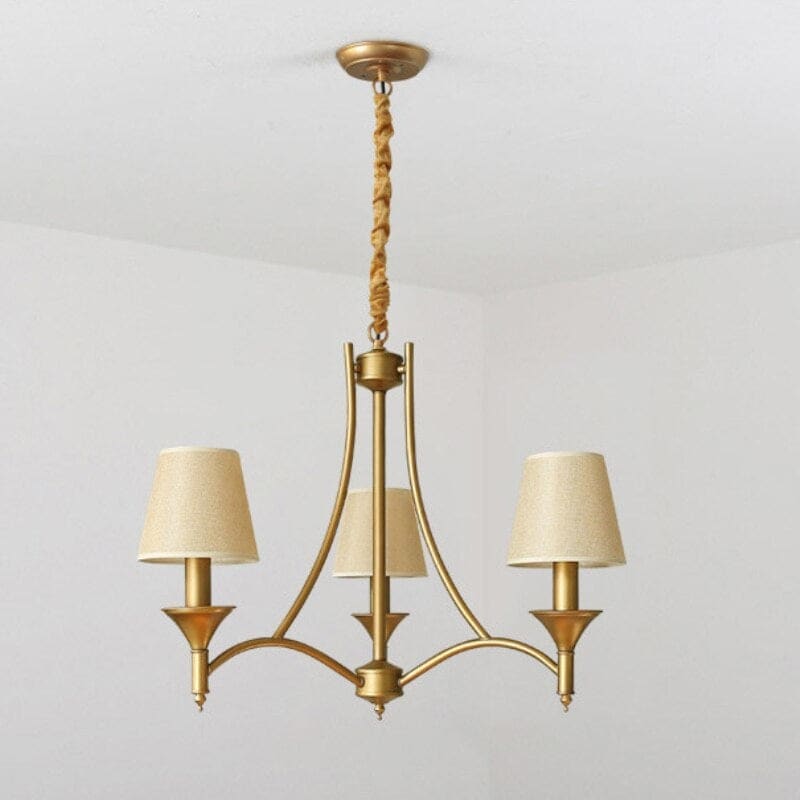 Chandelier with Fabric White Lampshade | Candelabra for Living Room Bedroom | Casalola - Chandeliers