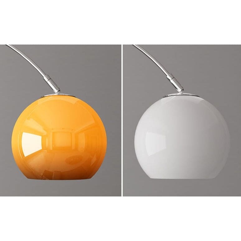 Arc Floor Lamp | Orange or White Glass Lampshade Silver Body Living Room Corner Lamps| - Lamps