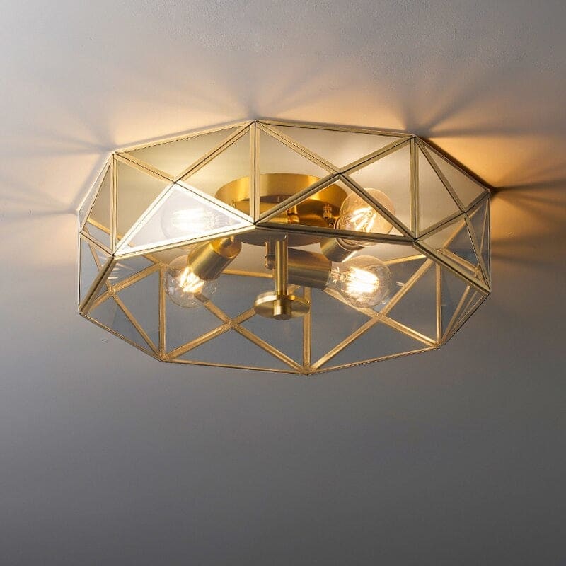 Copper 4-lights Flush Mount Ceiling Light Fixtures | Low Living Room Bedroom Dining - Mounts