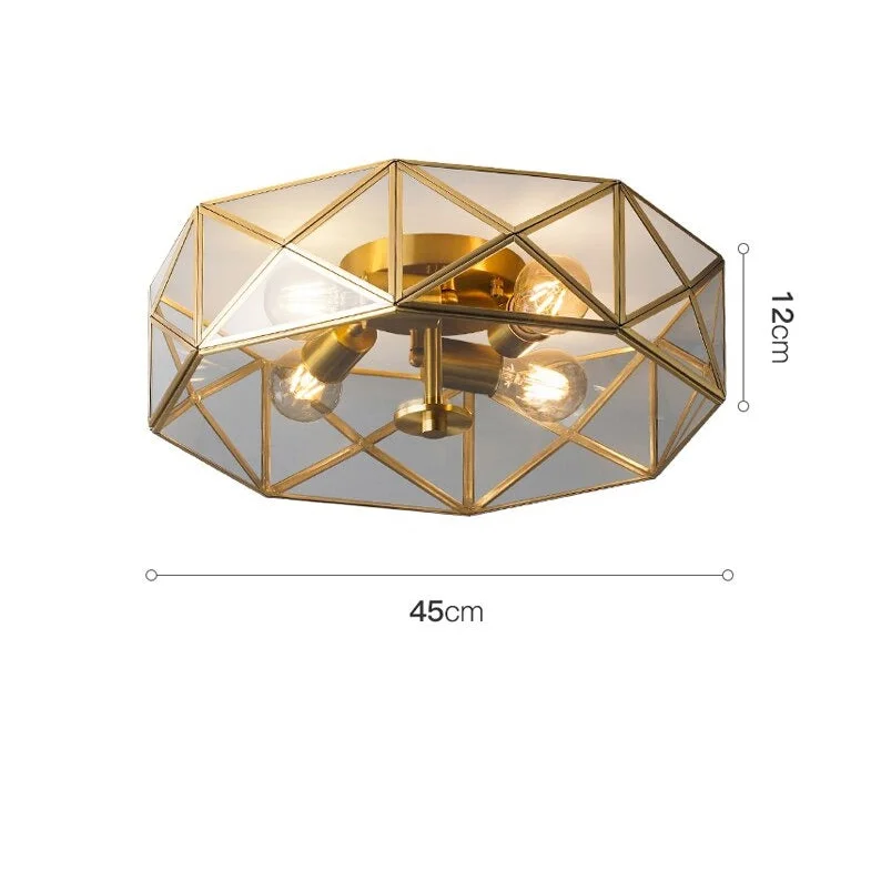 Copper 4-lights Flush Mount Ceiling Light Fixtures | Low Living Room Bedroom Dining