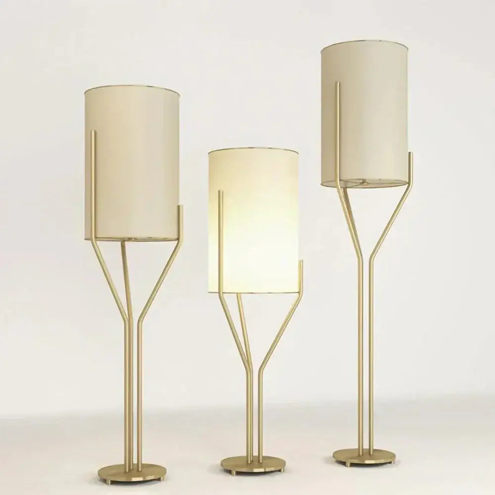Modern Floor Lamp - Gold Finish Fabric Shade Warm Light Csa Ul Listed Ce - Lamps