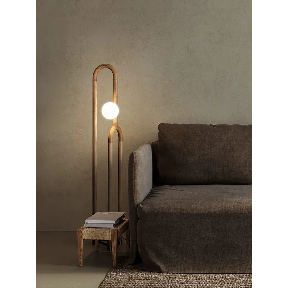 Modern Wood Floor Lamp for Design Living Room in Japandi Contemporary Style