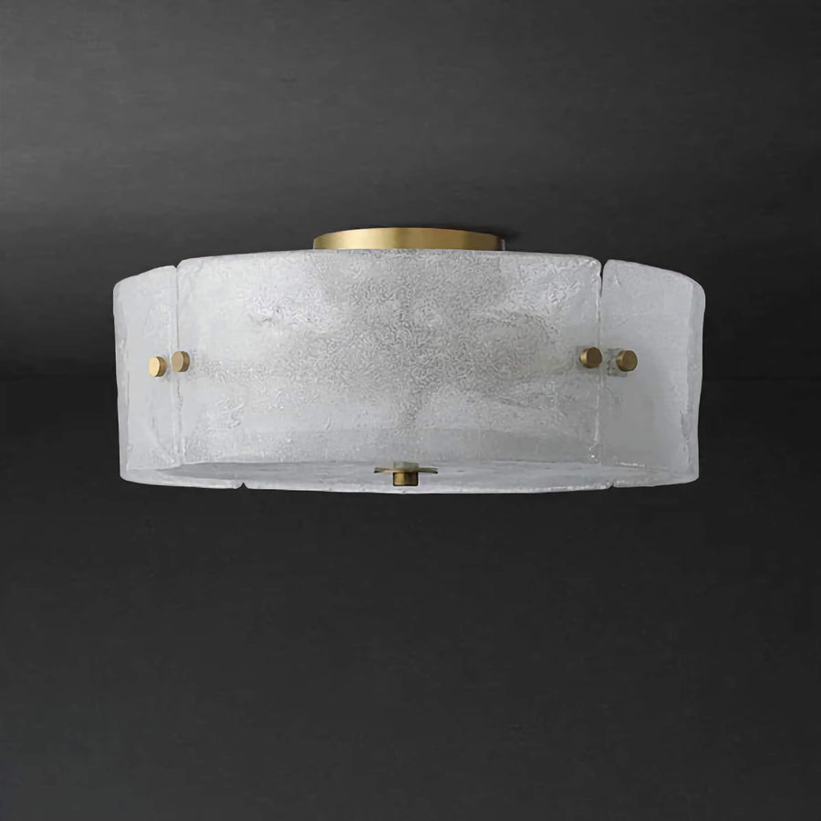 Modern Frosted Glass & Brass Flush Mount