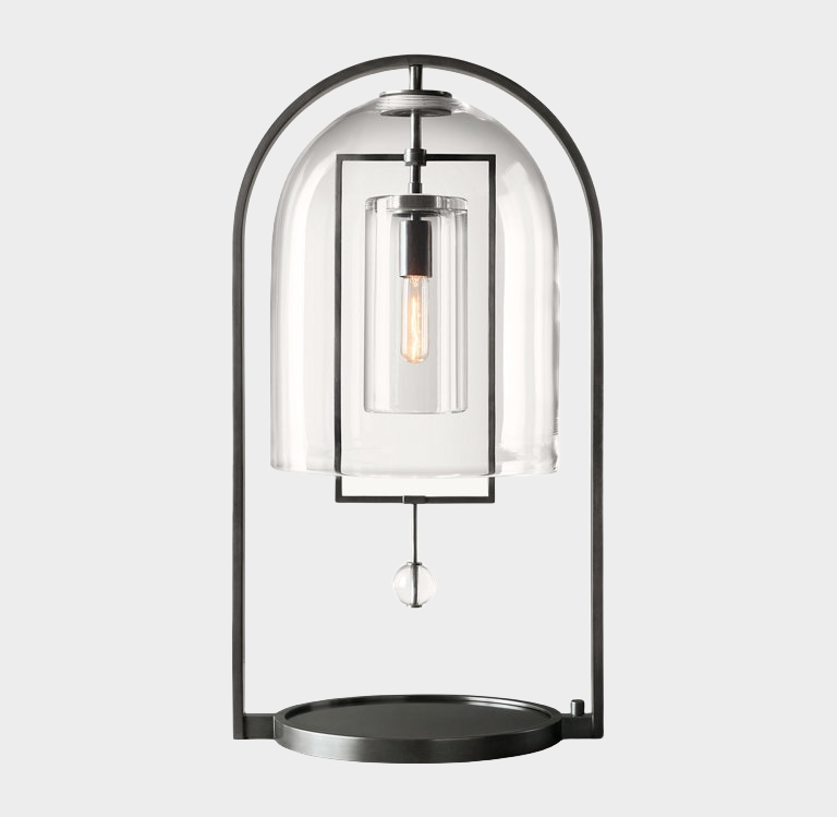 Modern Glass and Copper Table Lamp – Elegant Accent Lighting for Bedroom or Living Room - Lamps