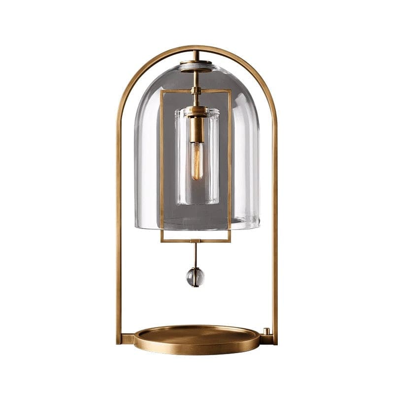 Modern Glass and Copper Table Lamp – Elegant Accent Lighting for Bedroom or Living Room - Lamps