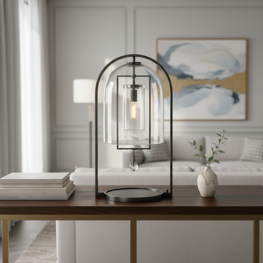 MODERN GLASS AND COPPER TABLE LAMP IN BLACK | CLHY23WY - Table Lamps