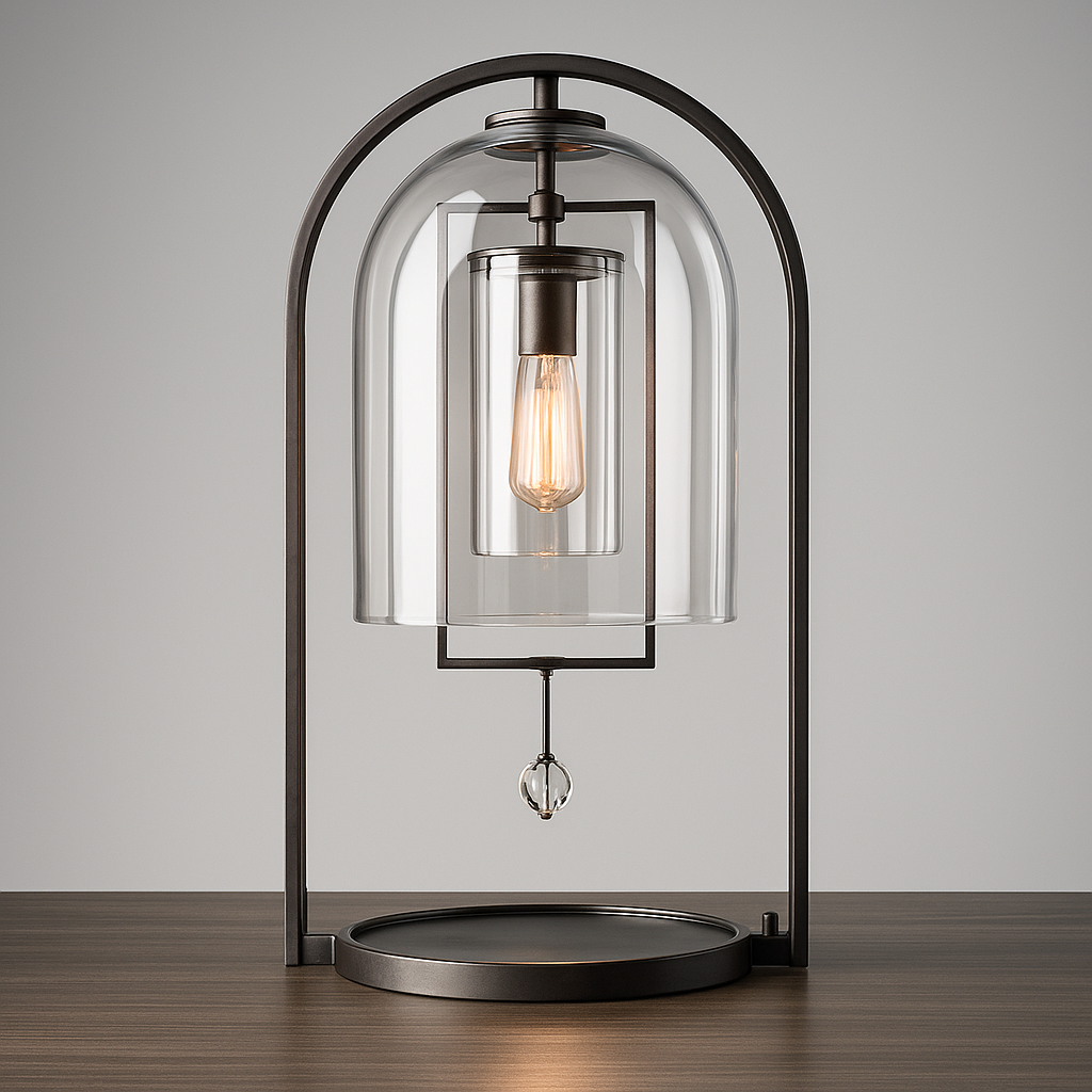 MODERN GLASS AND COPPER TABLE LAMP IN BLACK | CLHY23WY - Table Lamps