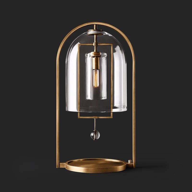 Modern Glass and Copper Table Lamp – Elegant Accent Lighting for Bedroom or Living Room - Lamps