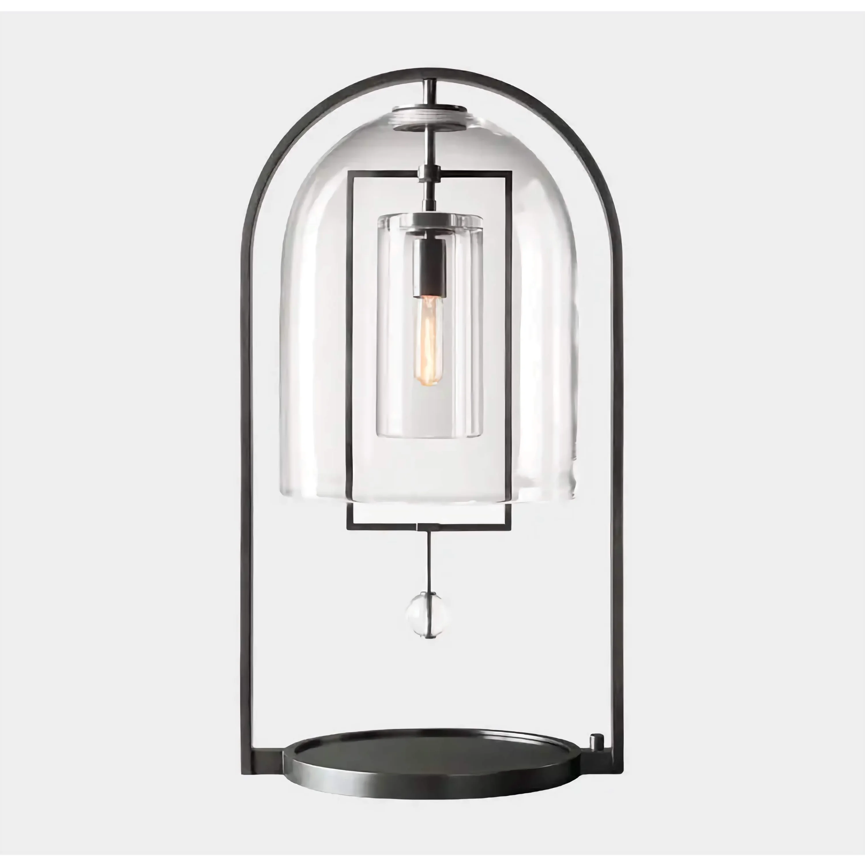 Modern Glass and Copper Table Lamp – Elegant Accent Lighting for Bedroom or Living Room