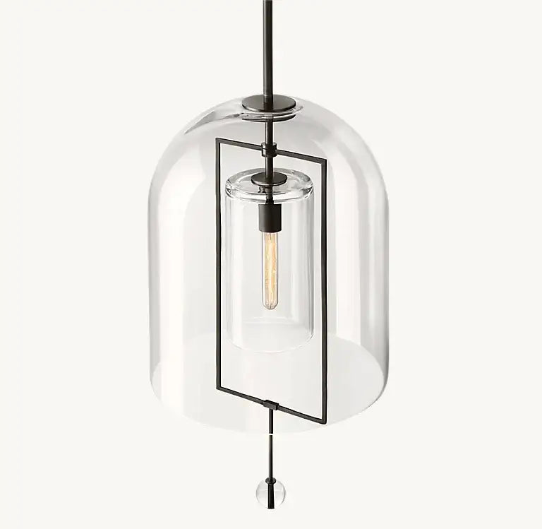 Modern Glass Pendant Light with Copper Accents – Elegant Ceiling Fixture for Kitchen Island or Entryway - Lamps