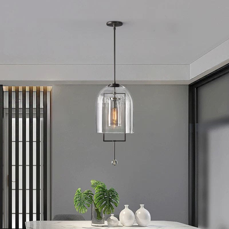Modern Glass Pendant Light with Copper Accents – Elegant Ceiling Fixture for Kitchen Island or Entryway - Lamps