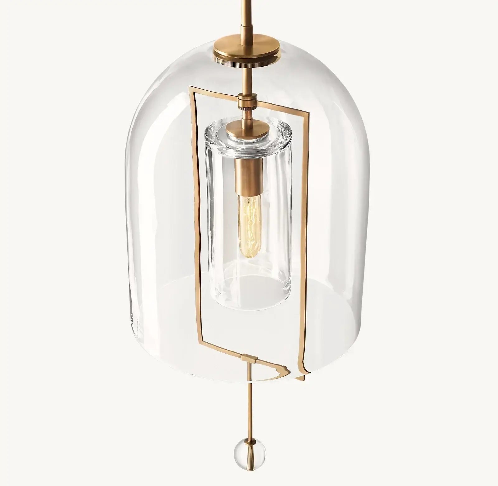 Modern Glass Pendant Light with Copper Accents – Elegant Ceiling Fixture for Kitchen Island or Entryway - Lamps