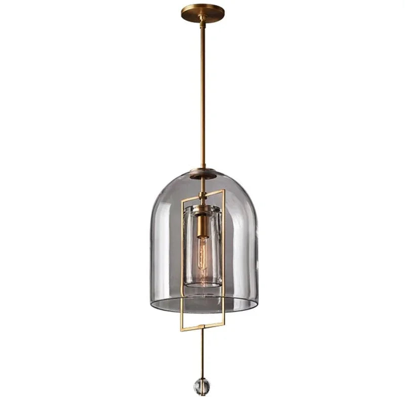 Modern Glass Pendant Light with Copper Accents – Elegant Ceiling Fixture for Kitchen Island or Entryway