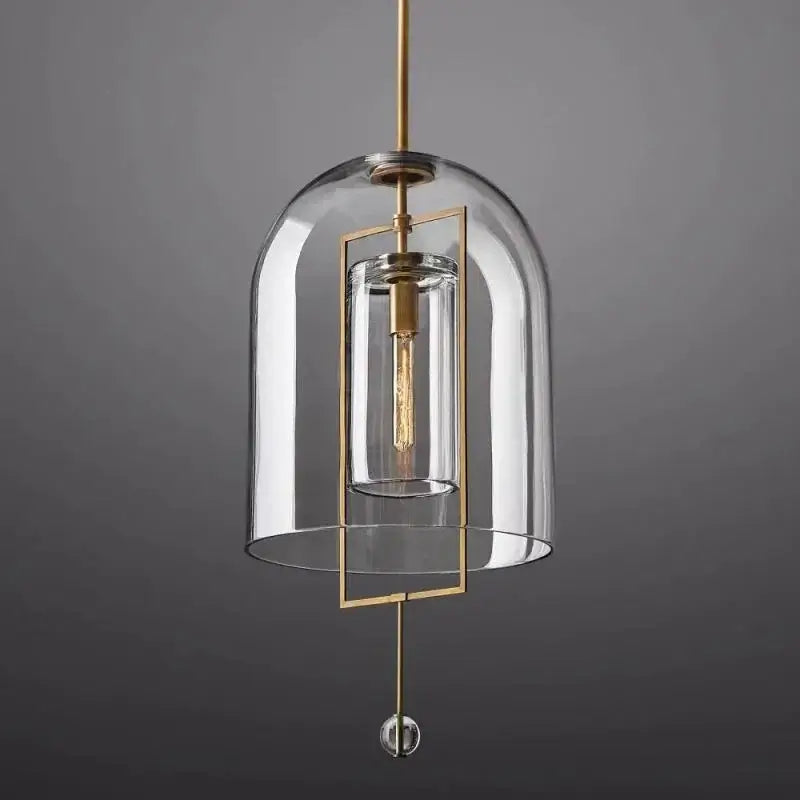 Modern Glass Pendant Light with Copper Accents – Elegant Ceiling Fixture for Kitchen Island or Entryway - Lamps