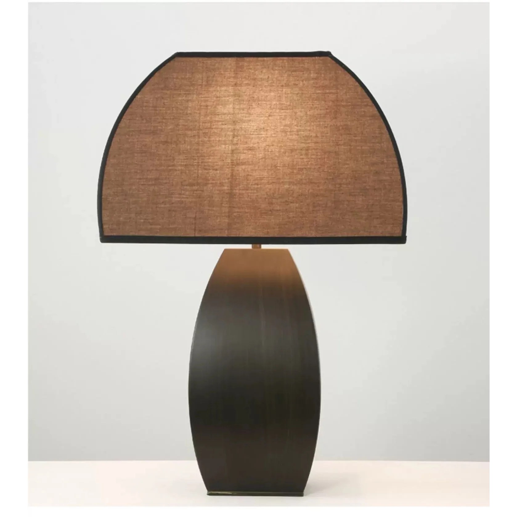 Modern Iron Table Lamp with Dark Fabric Shade for Living Room or Bedroom