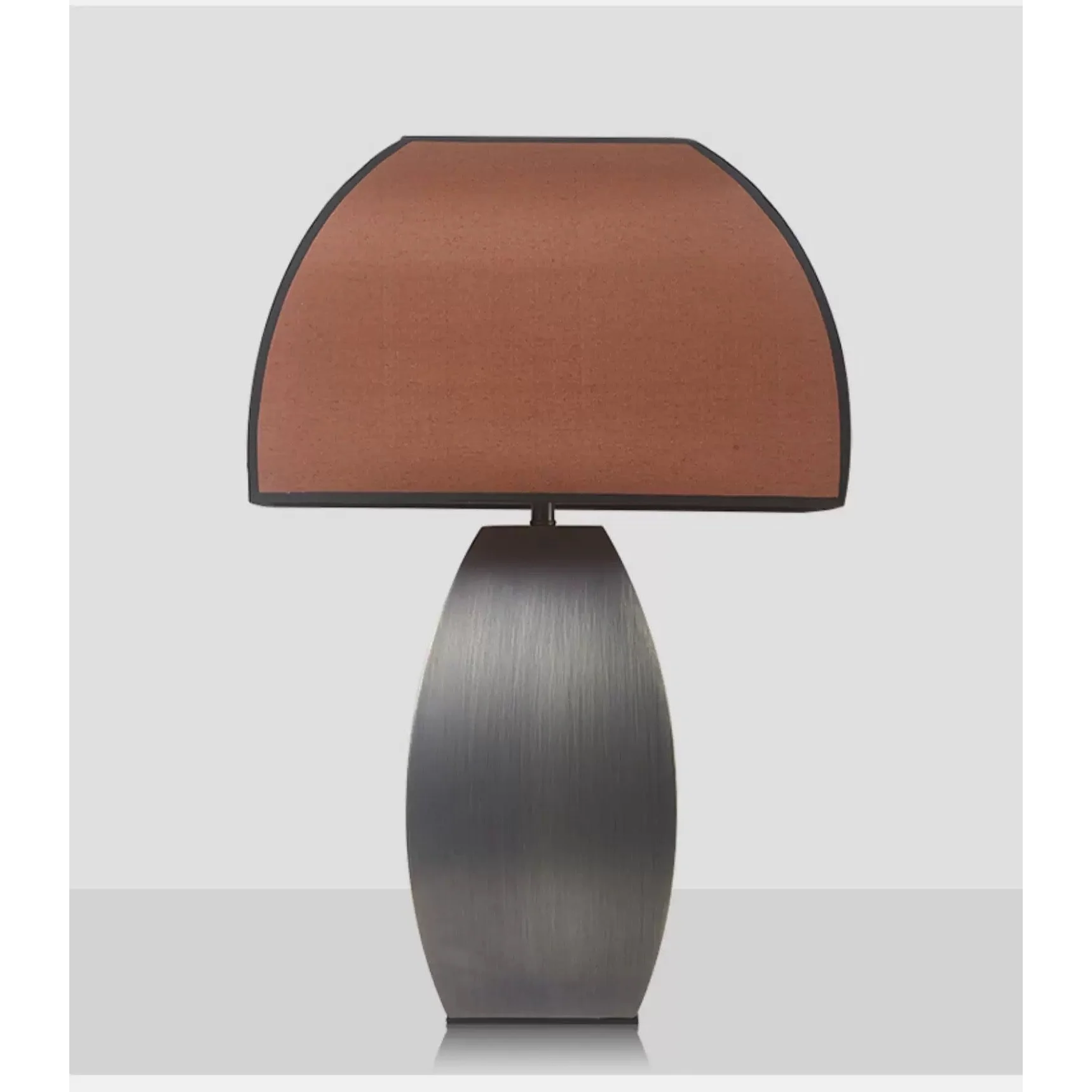 Modern Iron Table Lamp with Dark Fabric Shade for Living Room or Bedroom