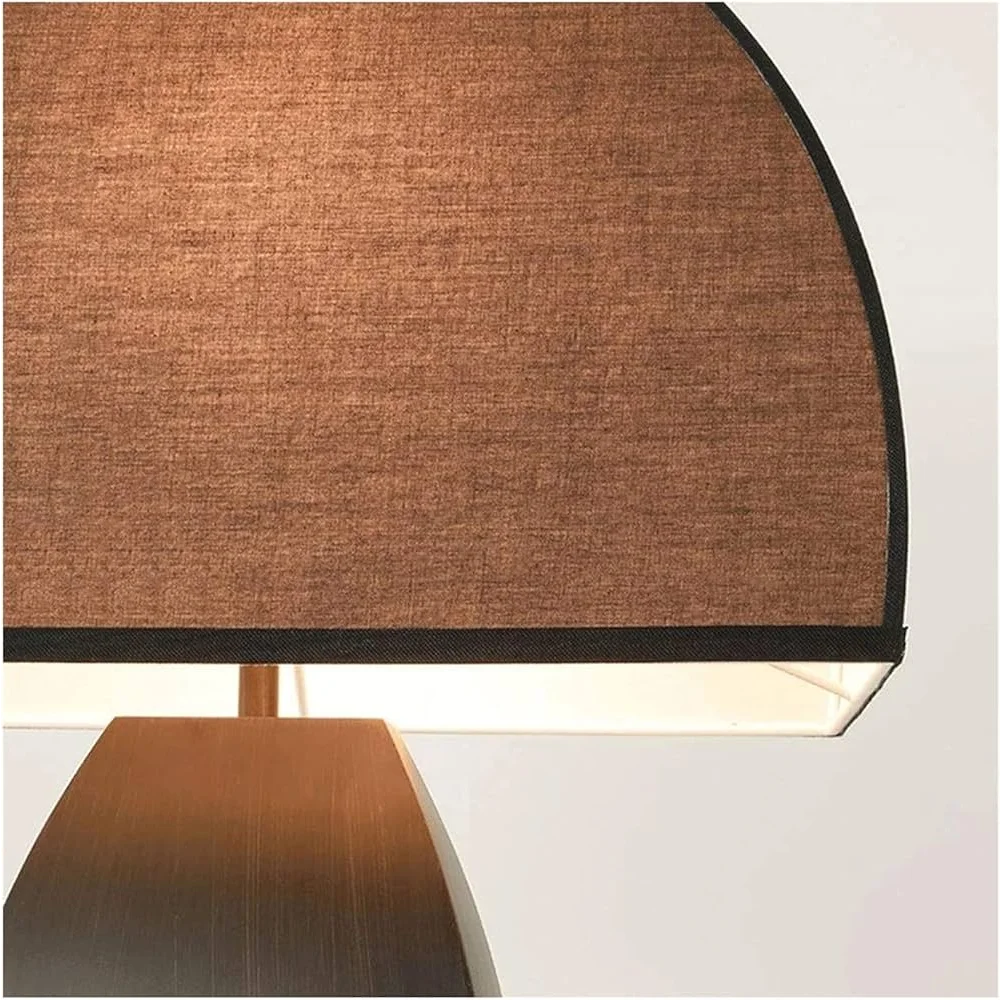 Modern Iron Table Lamp with Dark Fabric Shade for Living Room or Bedroom