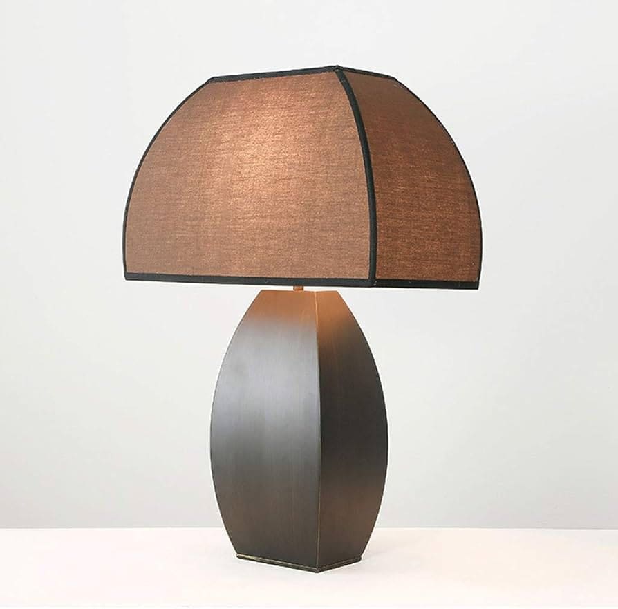 Modern Iron Table Lamp with Dark Fabric Shade for Living Room or Bedroom - Lamps