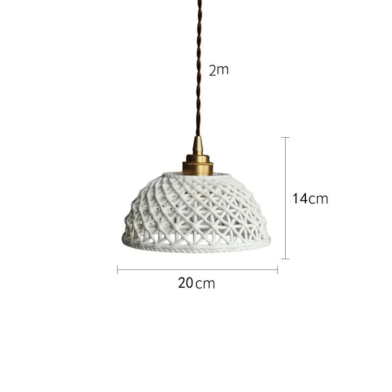 Ceramic Modern Led Pendant Lamp in White Blue or Pink | Luxury Transitional French Country Style