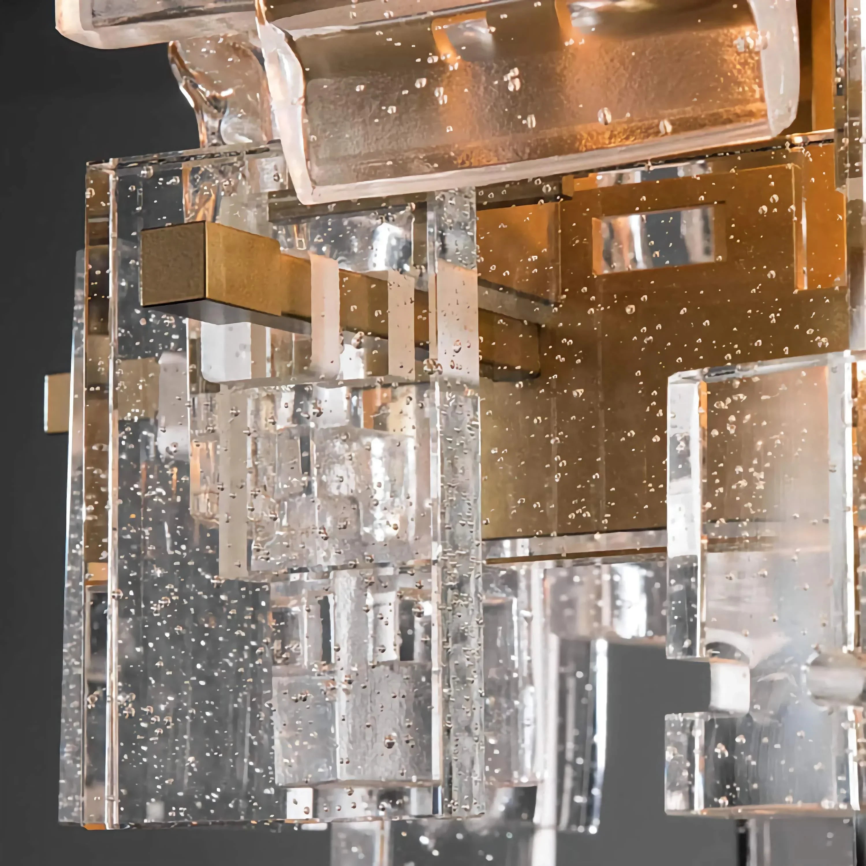 Hand Cut Crystal Linear Chandelier | Modern Rectangular Island Pendant Lighting for Dining Room