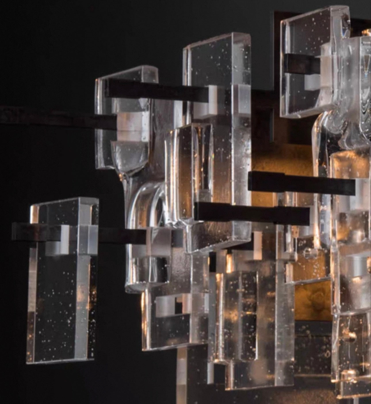 Solid Glass Rectangular Chandelier | Modern Architectural Linear Lighting | Xl Dining Room Pendant | Casalola Lights