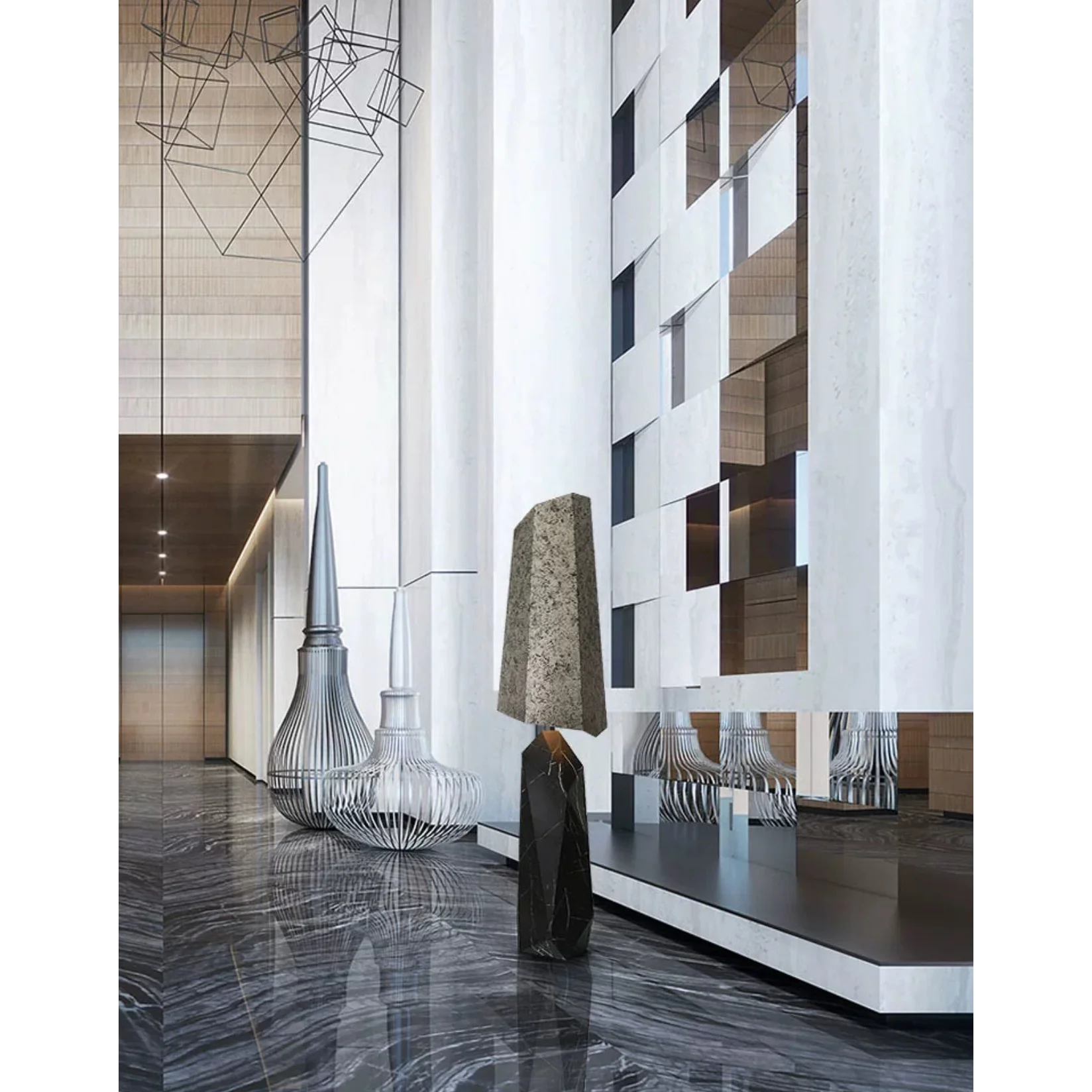 Shop for Floor Lamps Unique Design Wabi Sabi Grey Granite and Marble Lamp