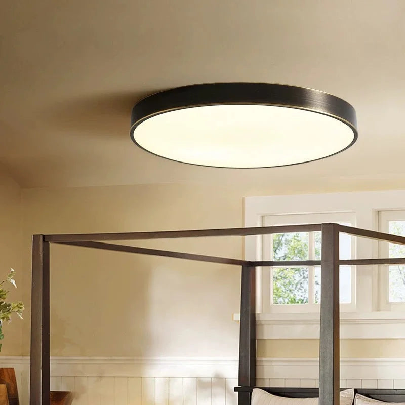 Modern Minimalism Black Copper Flush Mount Ceiling Light for Low