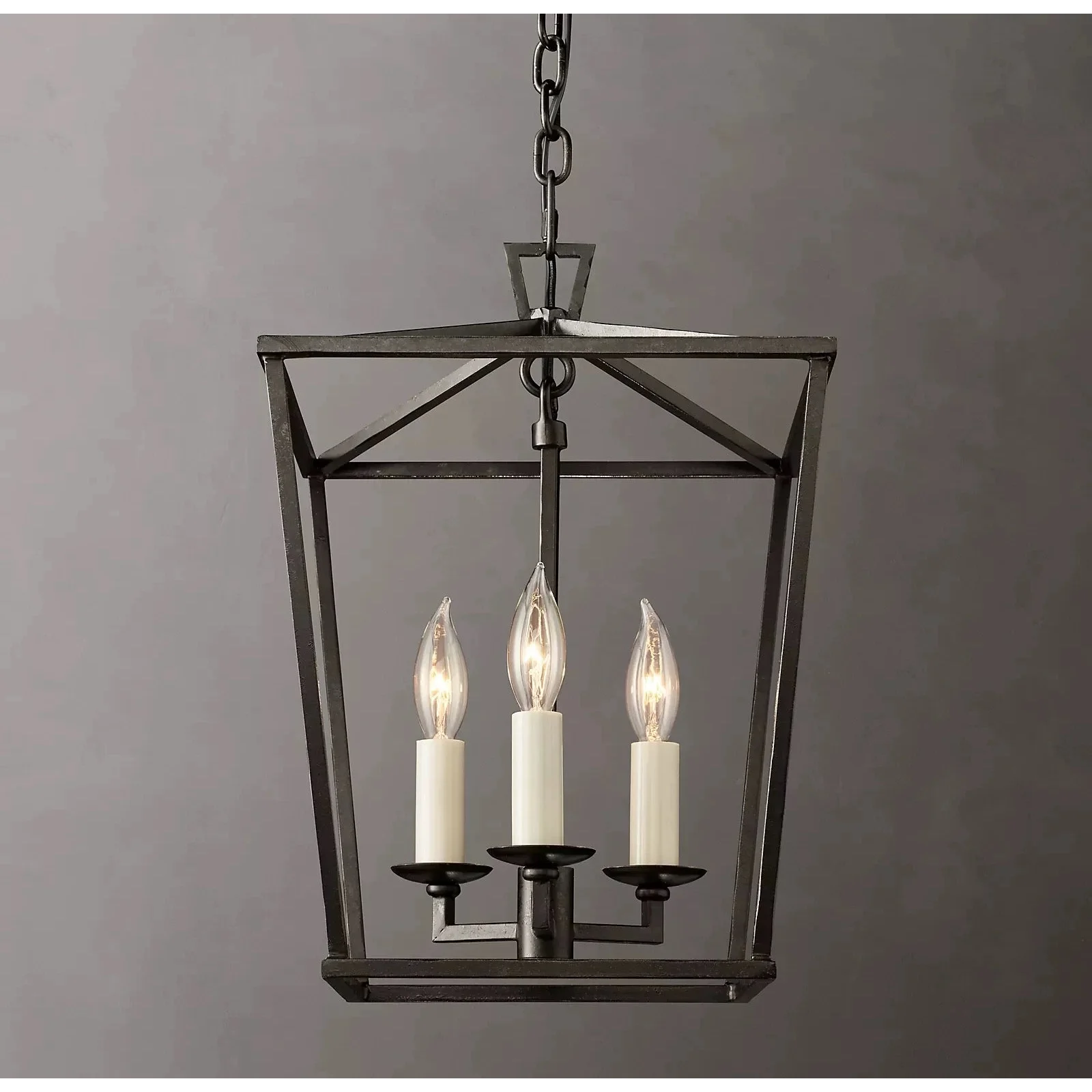 Gold Lantern Pendant Light with 4 Candle Lights – Open Frame Foyer Chandelier for Entryway Kitchen Island or Dining Room
