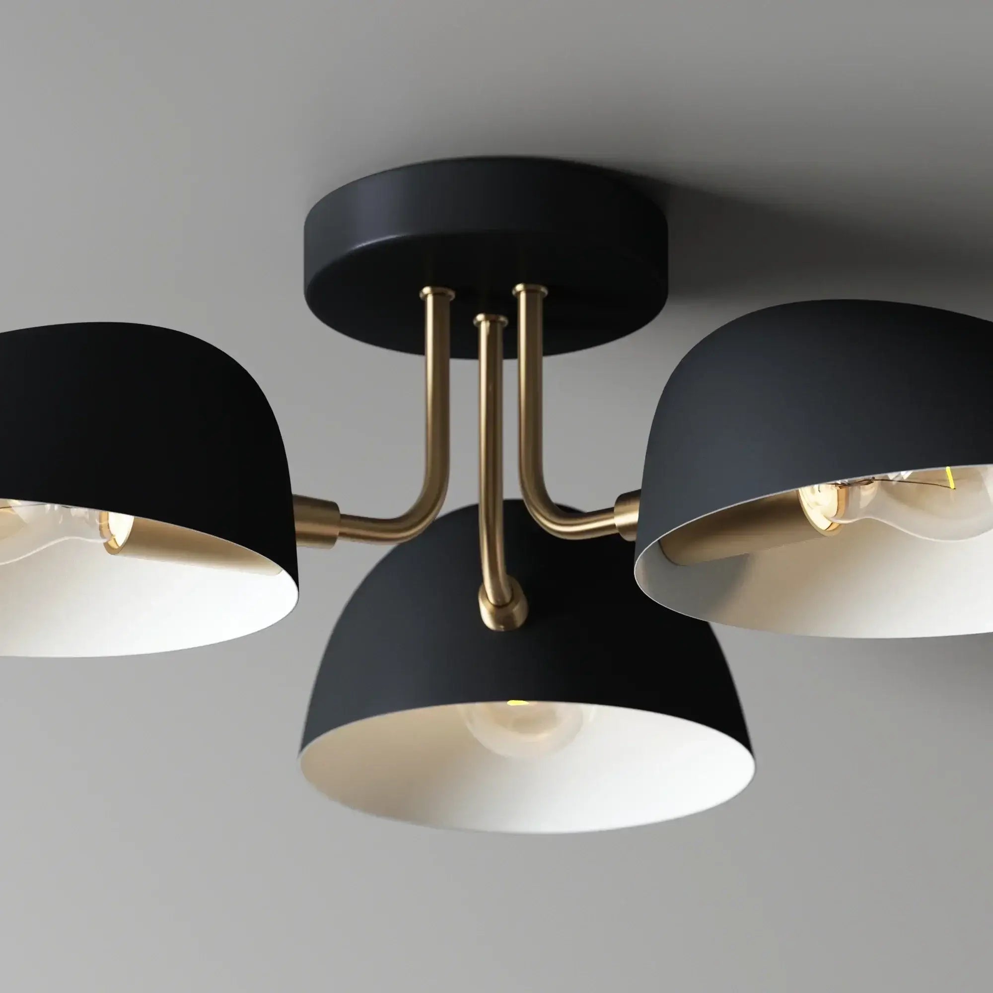 Modern Semi-flush Mount Ceiling Light for Low Ceilings – 3-light Fixture with White Acrylic Shades - Semi-flush Mounts