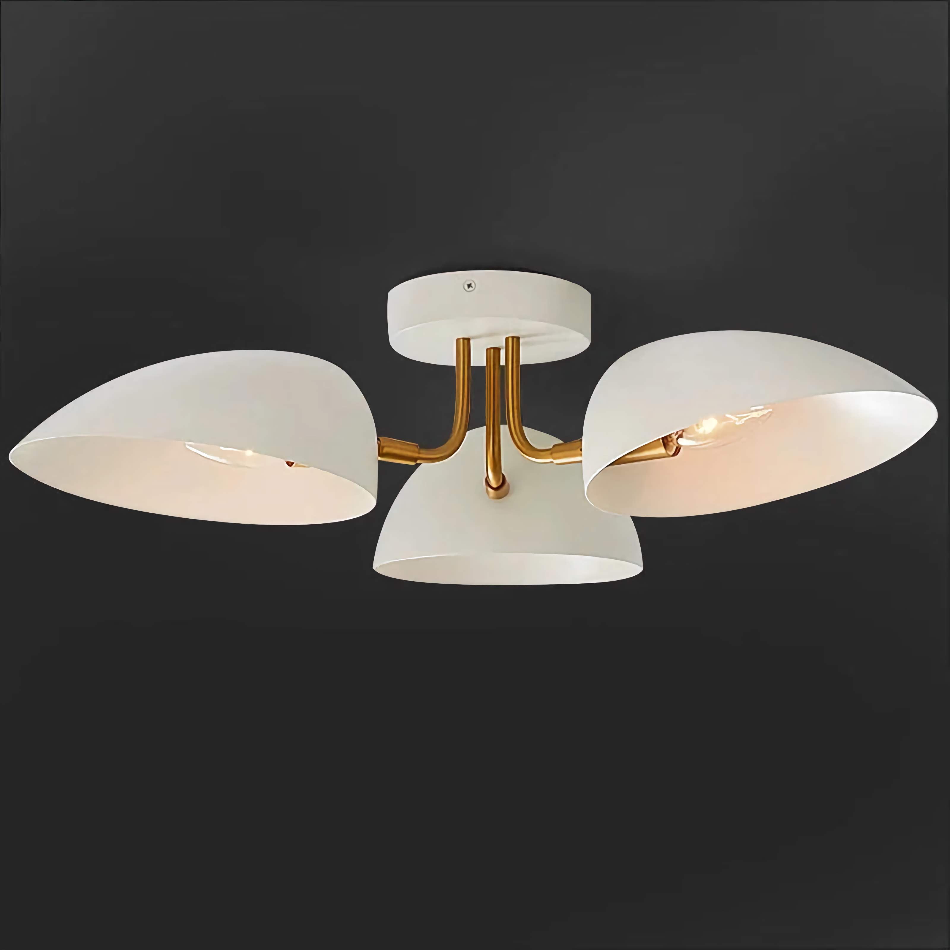 Modern Semi-flush Mount Ceiling Light for Low Ceilings – 3-light Fixture with White Acrylic Shades