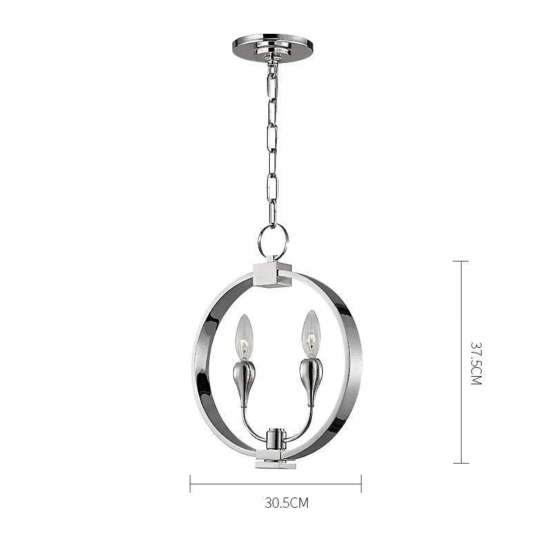 Modern Silver Round Candelabra Chandelier with Brass and Iron – Statement Lighting for Dining Room or Entryway