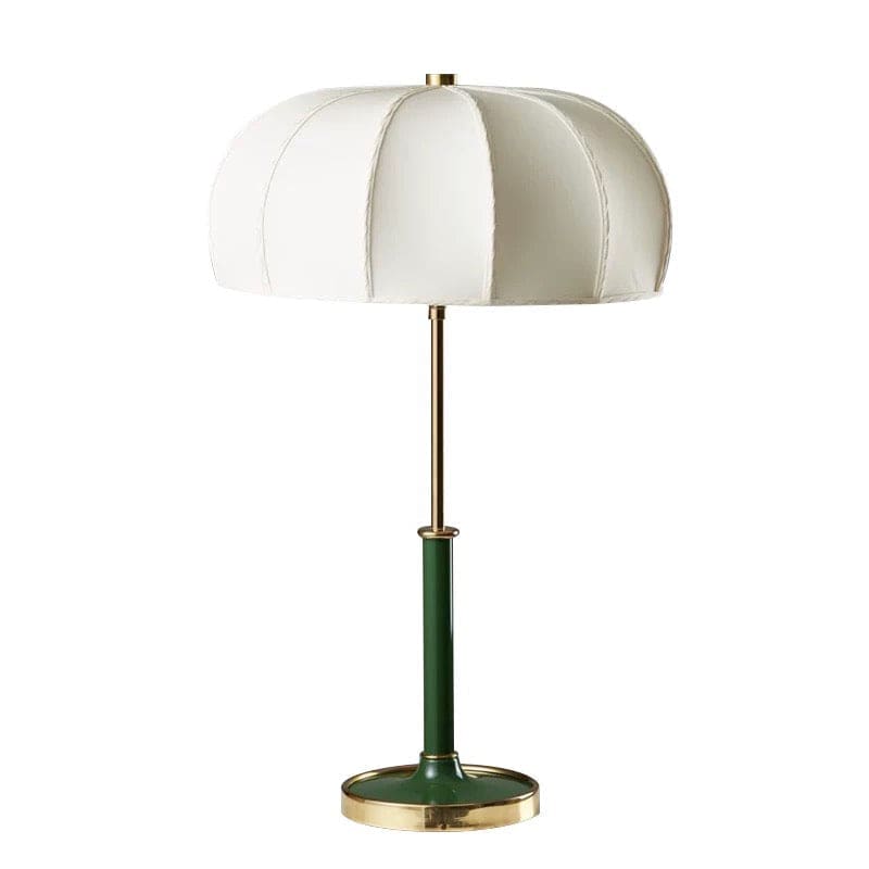 Modern Table Lamp with White Fabric Shade and Brass Accents – Elegant Lighting for Bedroom or Living Room - Lamps