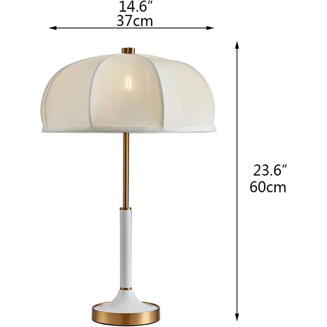 Modern Table Lamp with White Fabric Shade and Brass Accents – Elegant Lighting for Bedroom or Living Room