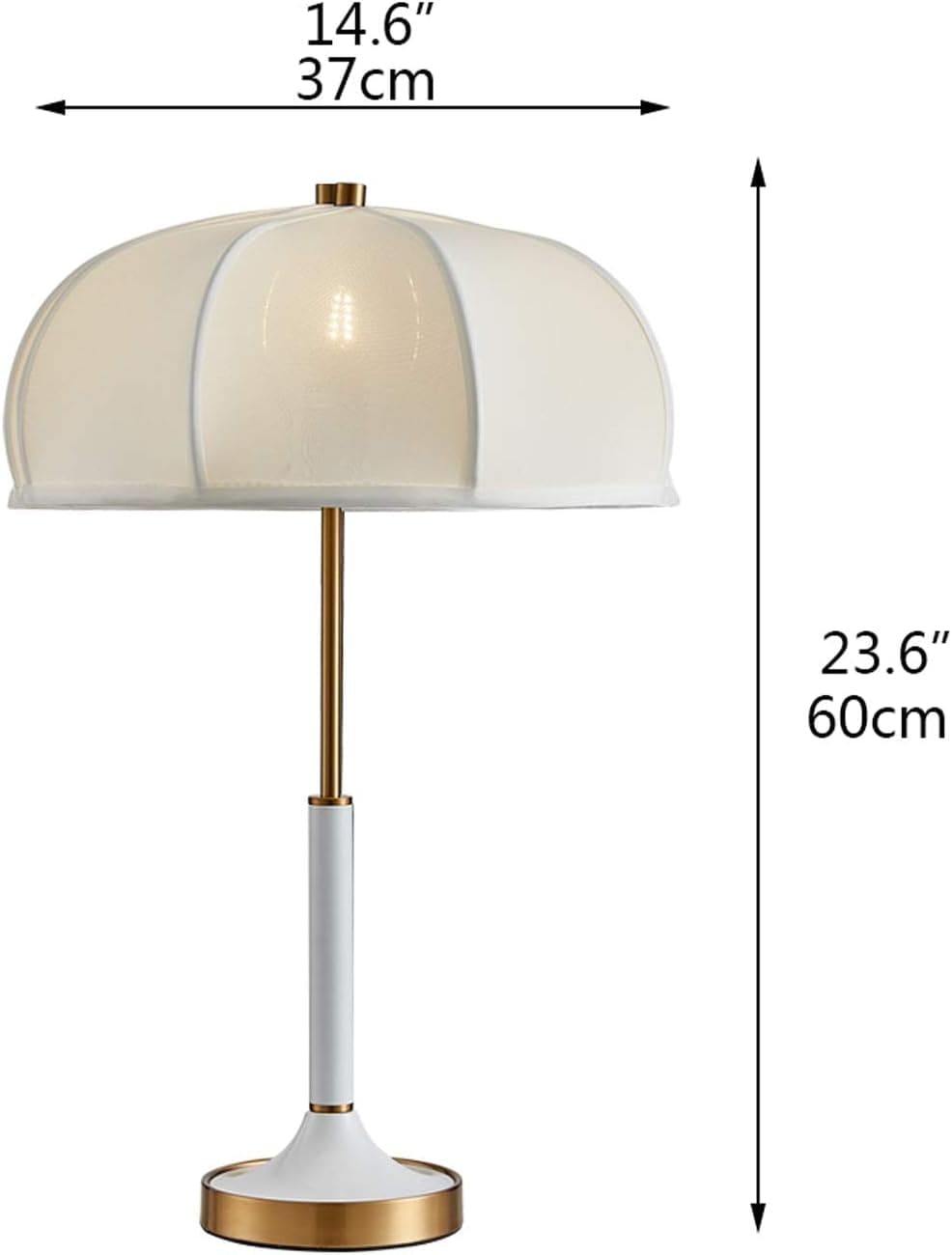 Modern Table Lamp with White Fabric Shade and Brass Accents – Elegant Lighting for Bedroom or Living Room - Lamps