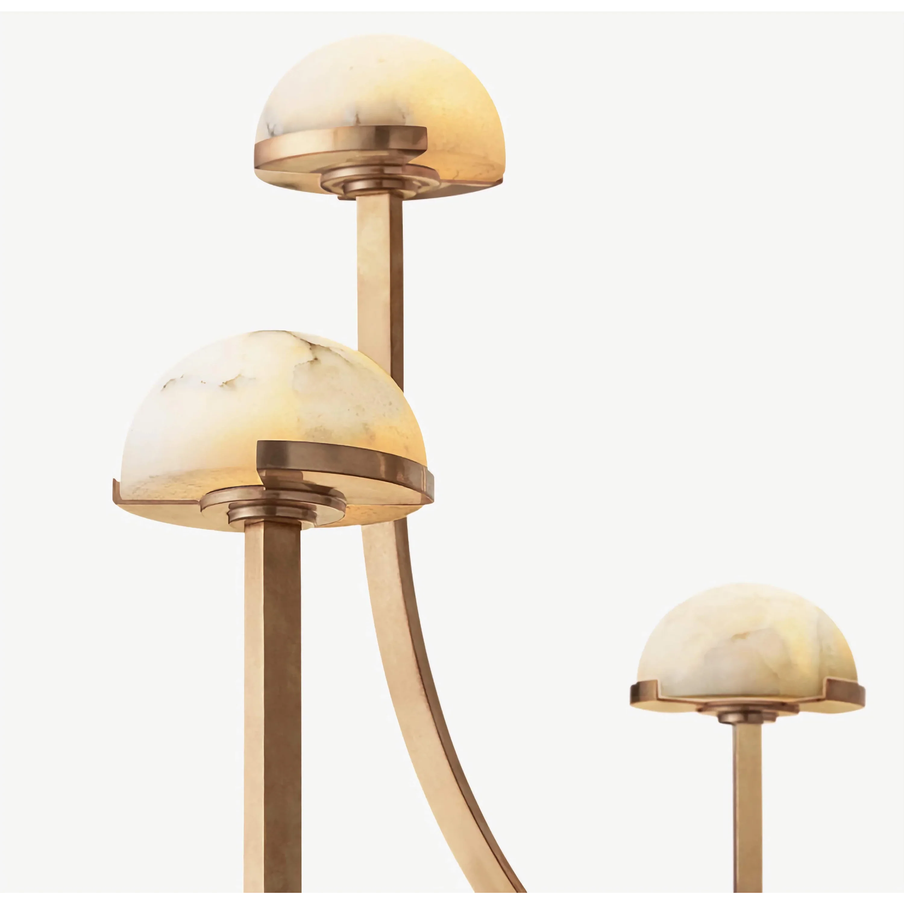 Modern Tiered Brass and Marble Chandelier – 3 Arched Lighting for Living Room or Dining