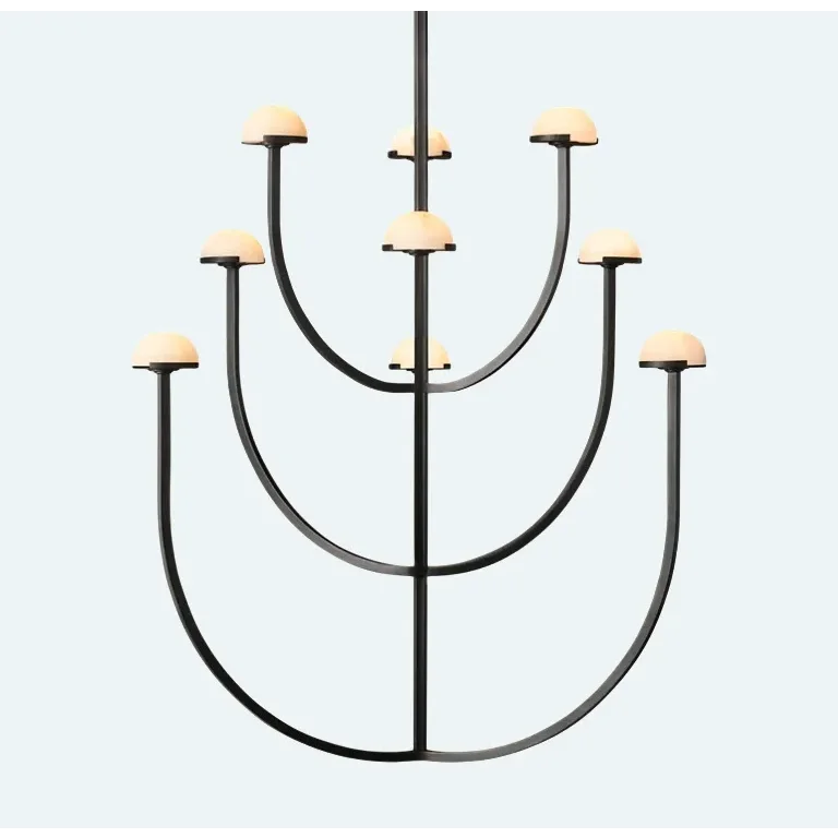Modern Tiered Copper and Marble Chandelier – Arched Lighting for Living Room or Dining Casalolalights Luxury Lamps