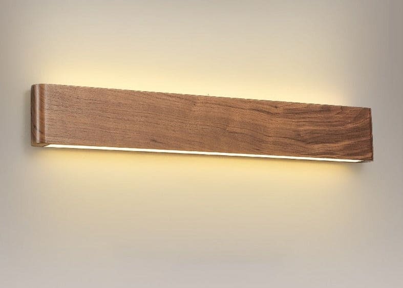Modern Wooden Led Wall Light – Minimalist Walnut Finish Rectangular Sconce for Bedrooms and Hallways - Sconces