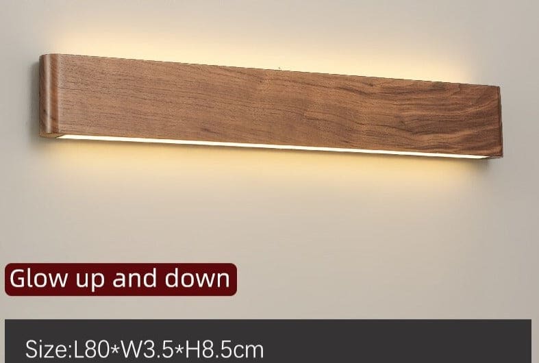 Modern Wooden Led Wall Light – Minimalist Walnut Finish Rectangular Sconce for Bedrooms and Hallways - Sconces