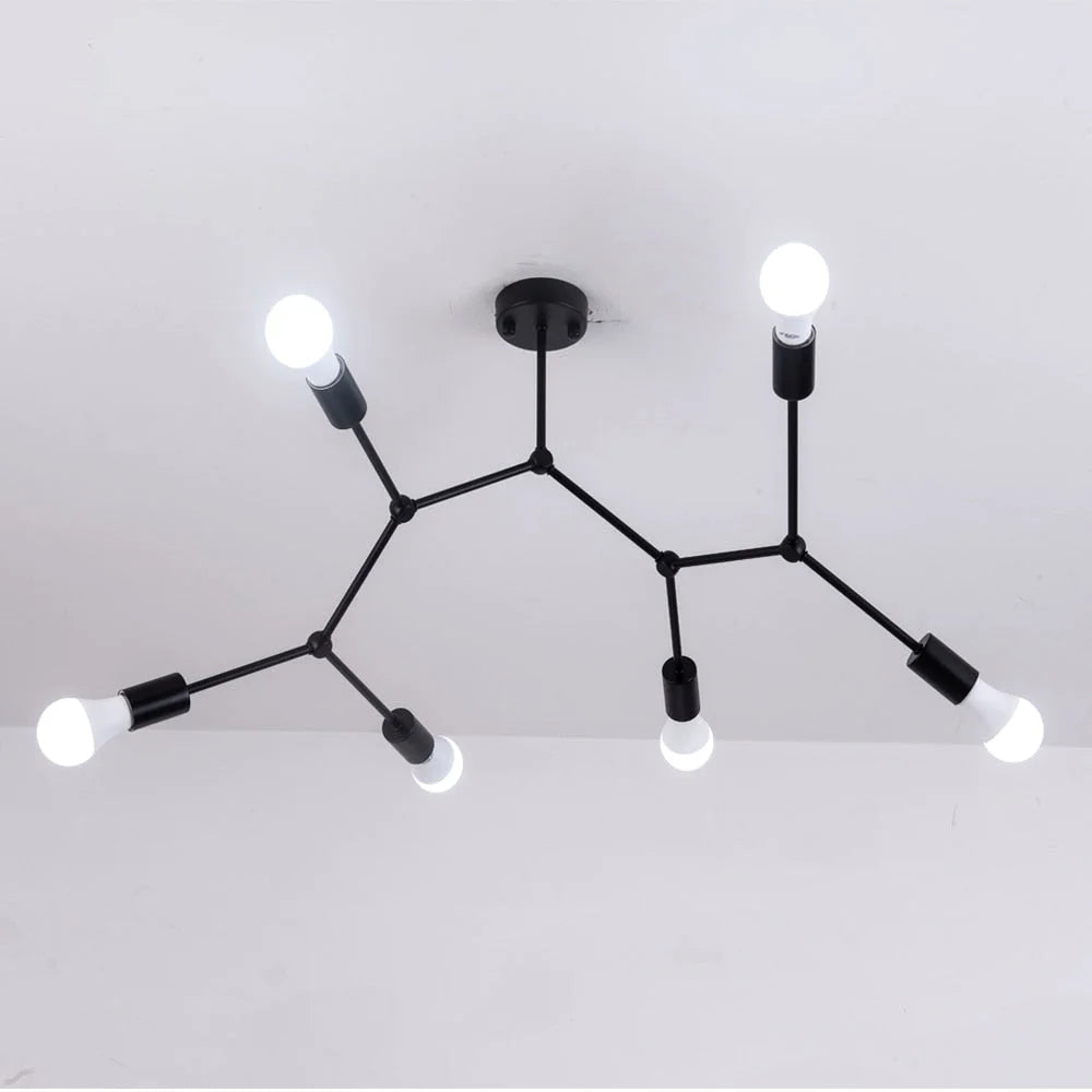Molecule Modern Led Black Ceiling Light Fixture with Adjustable Joints Frosted Glass Spheres