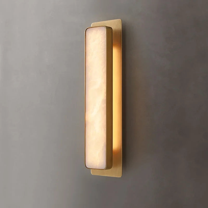 Genuine Alabaster Low Profile Wall Sconce Brass | Hallway Light Bedside Pair Vanity 50cm Tall Casalola Lights Luxury