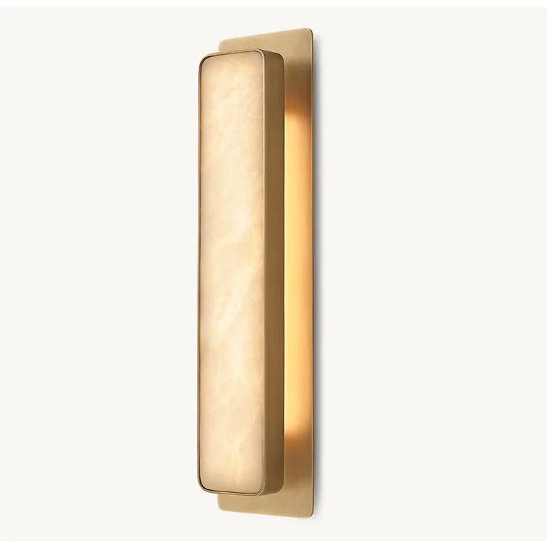 Alabaster & Copper Wall Sconce | Vertical Stone-panel Modern Minimalist Hallway Bedside Casalolalights Luxury Lamps