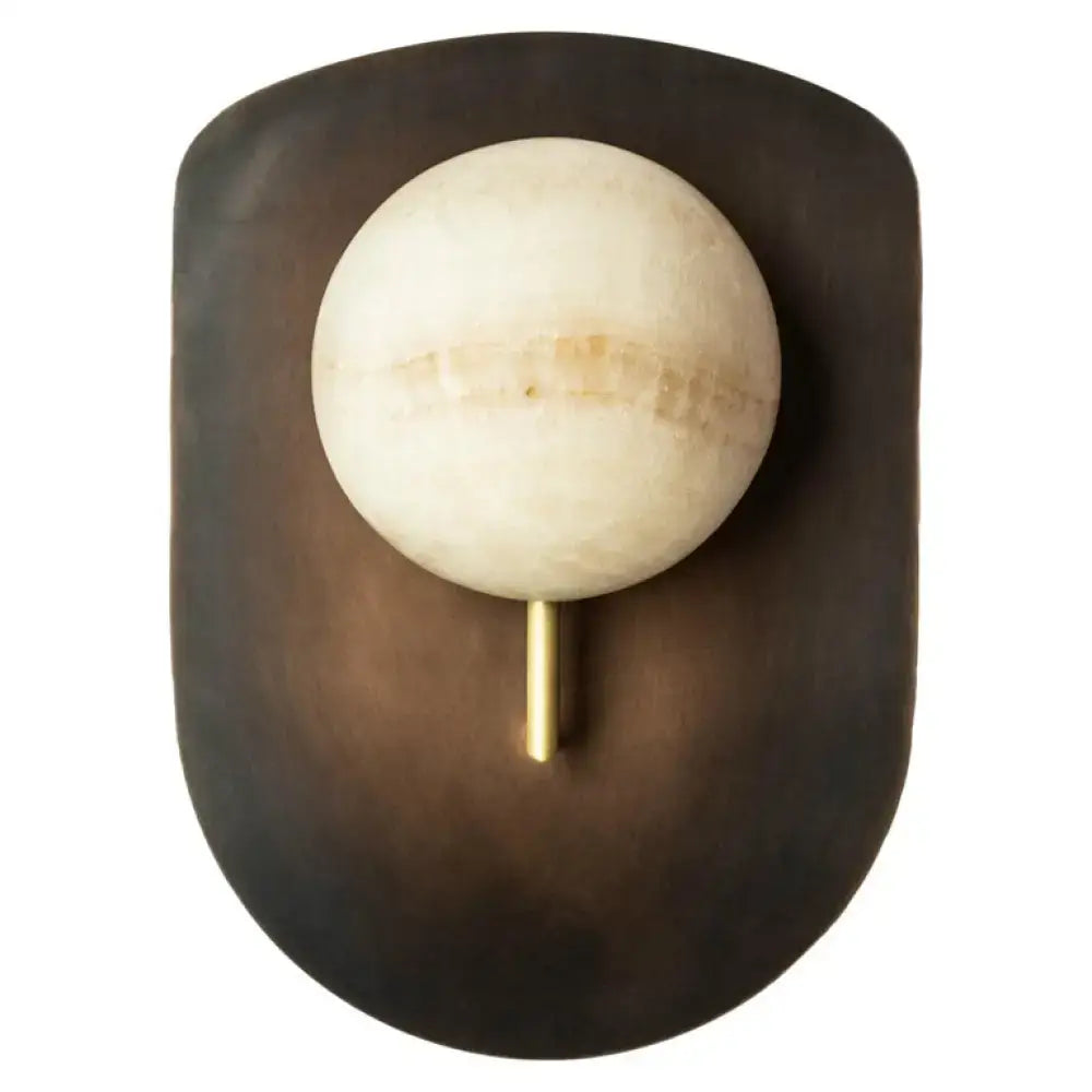Moon Marble Globe Sconce | Patinated Brass Bedside Light - Wall Sconces