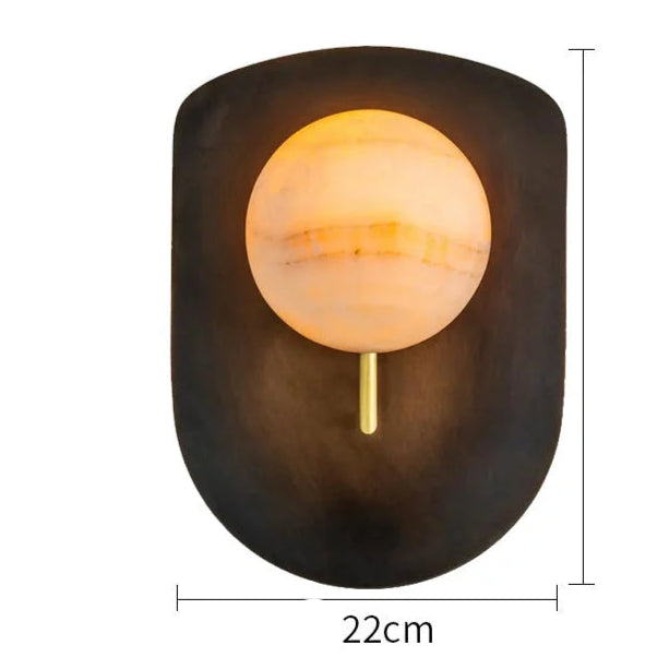 Moon Marble Globe Sconce | Patinated Brass Bedside Light