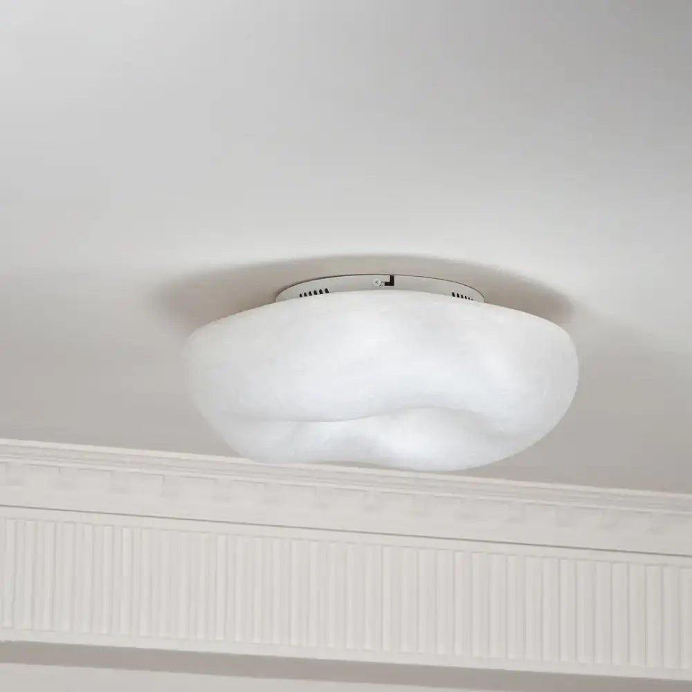 Hand-formed Mulberry Silk Ceiling Light | Organic Flush Mount Glow - Mounts