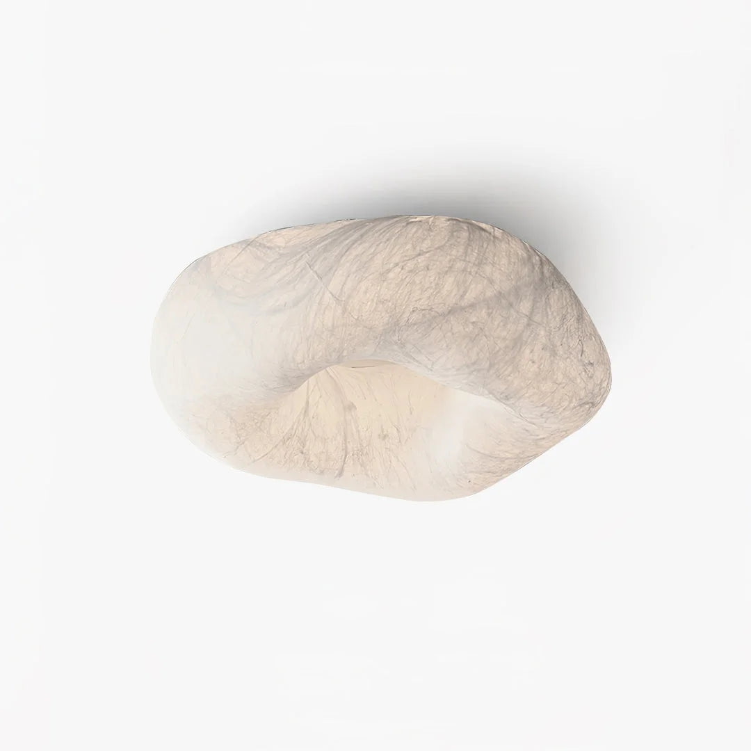 Hand Formed Mulberry Silk Ceiling Light | Organic Flush Mount Glow