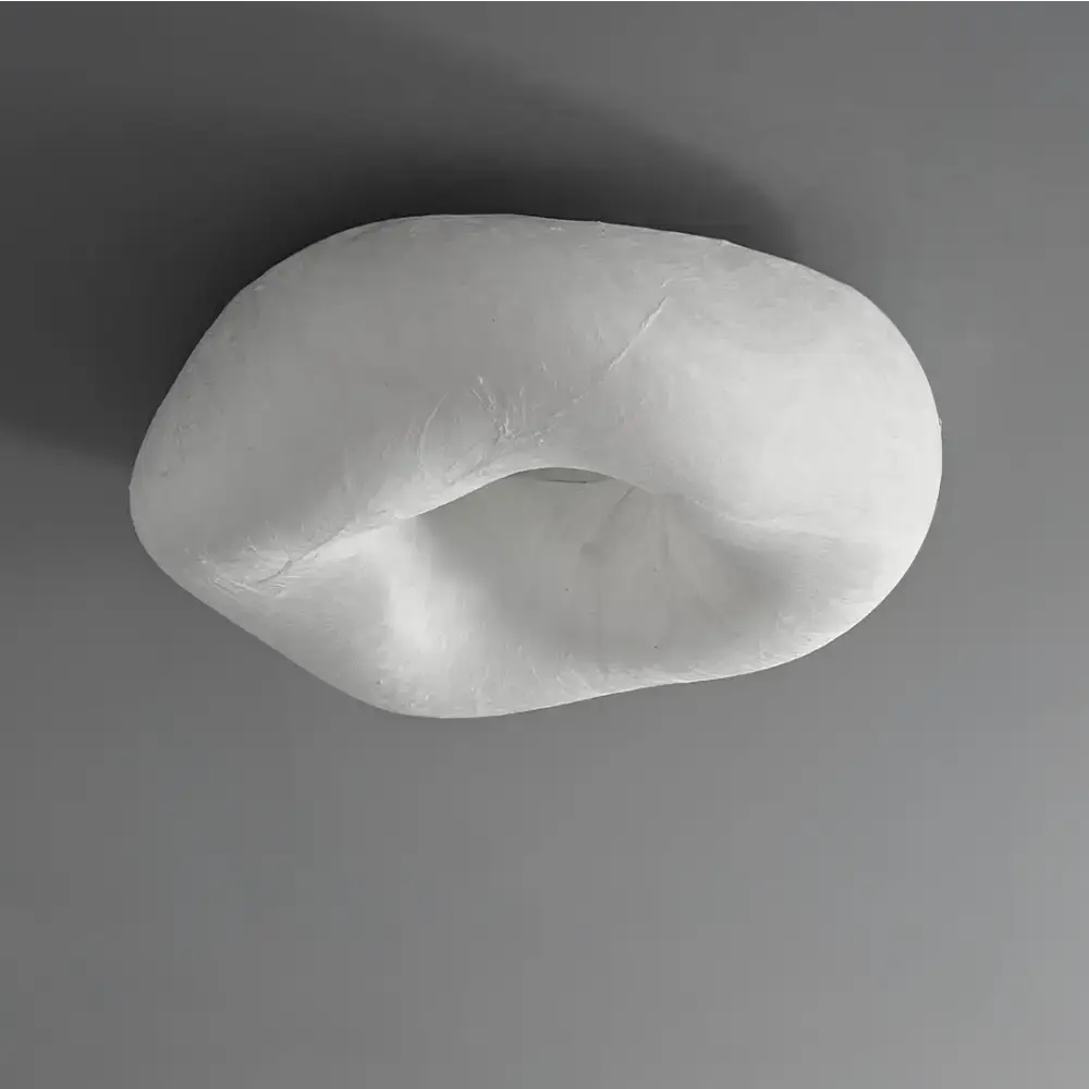 Hand-formed Mulberry Silk Ceiling Light | Organic Flush Mount Glow - Mounts