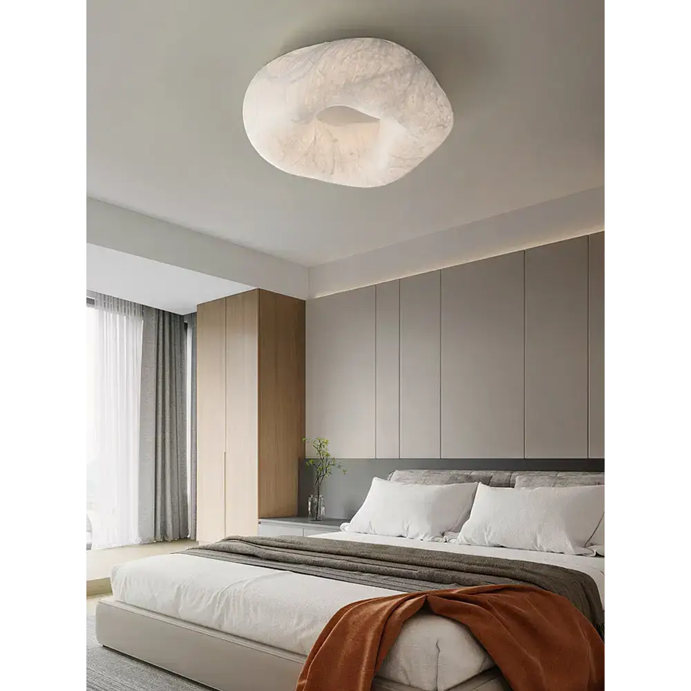 Hand-formed Mulberry Silk Ceiling Light | Organic Flush Mount Glow - Mounts